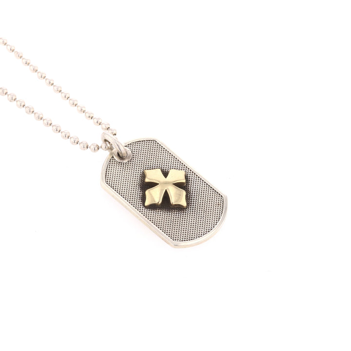 Two-Tone MB 18k Cross Dog Tag