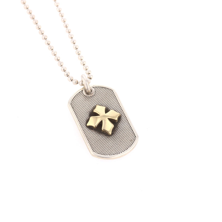 Two-Tone MB 18k Cross Dog Tag