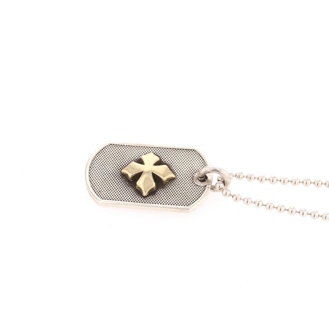 Two-Tone MB 18k Cross Dog Tag