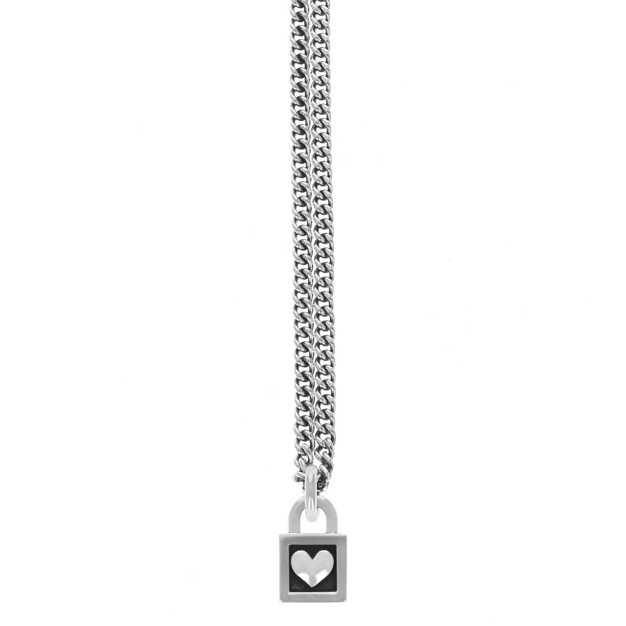 Outlet- Curb Chain Necklace with Padlock Heart, Gold – Orli Jewellery