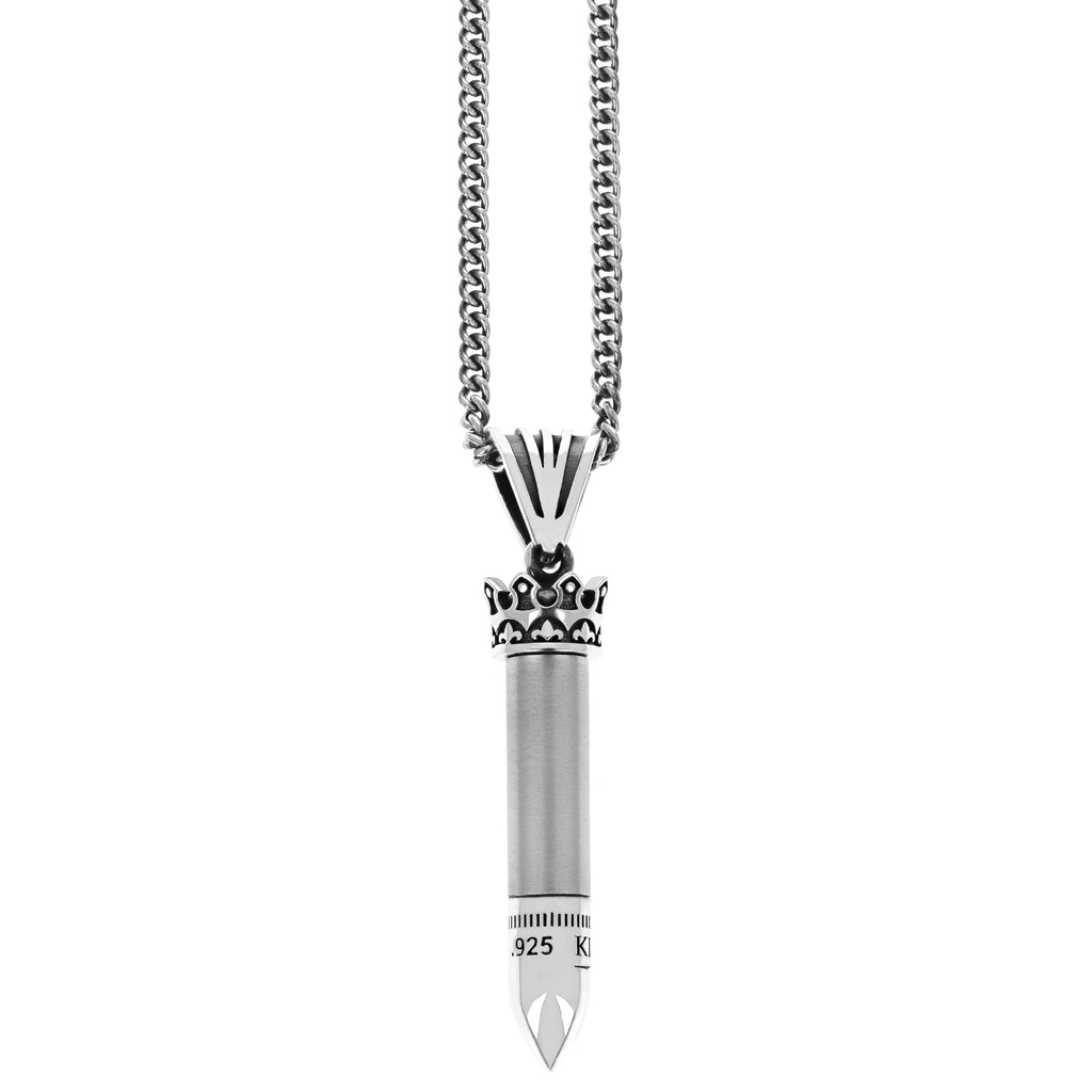 Silver Bullet Pendant with Screw on Crown Top