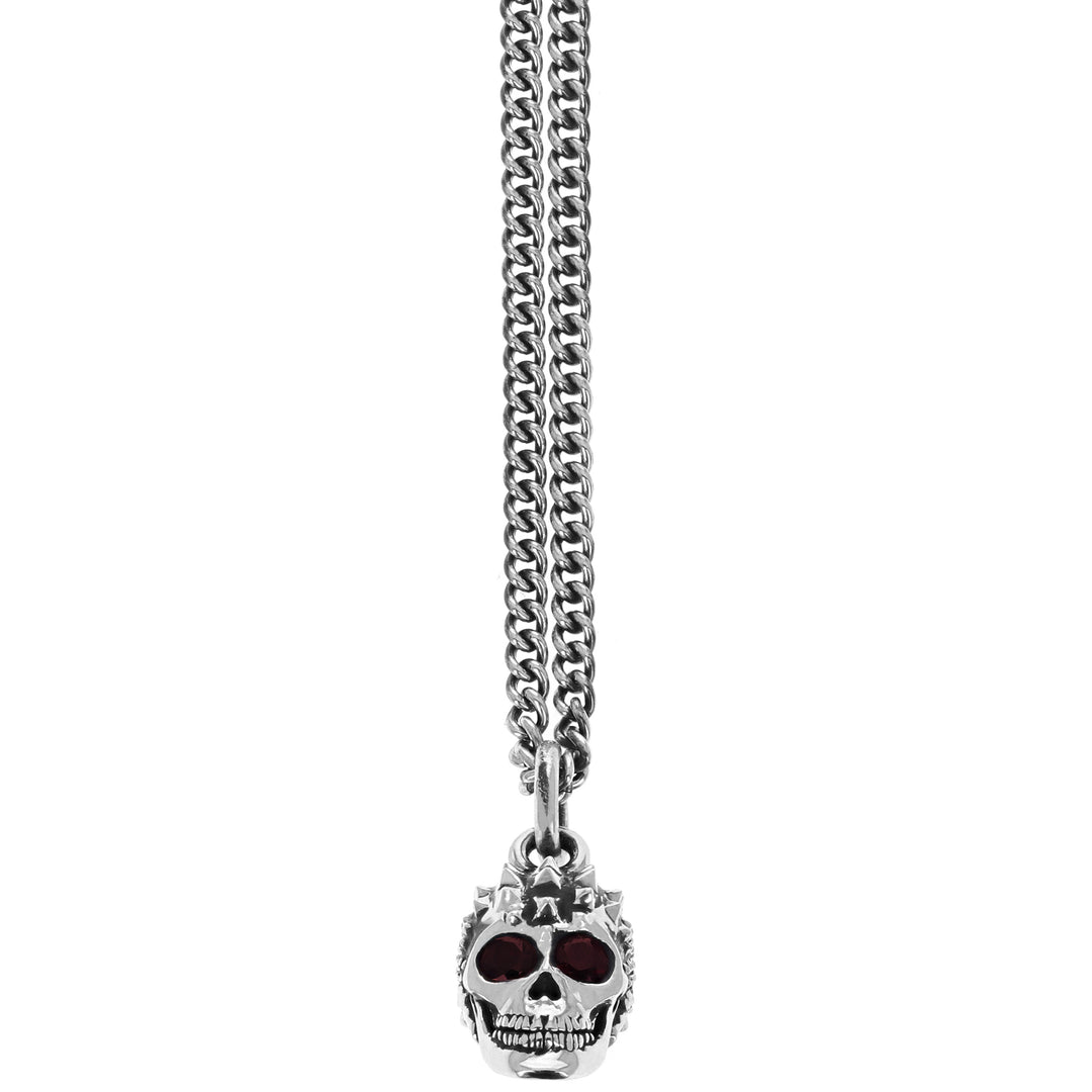 New Punk Skull Pendant w/ Garnet Eyes