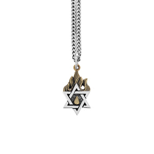 Star of David Pendant with Gold Alloy Flames