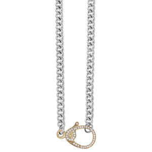 Large Curb Chain with Large 10K Gold and Pave Diamond Lobster Clasp