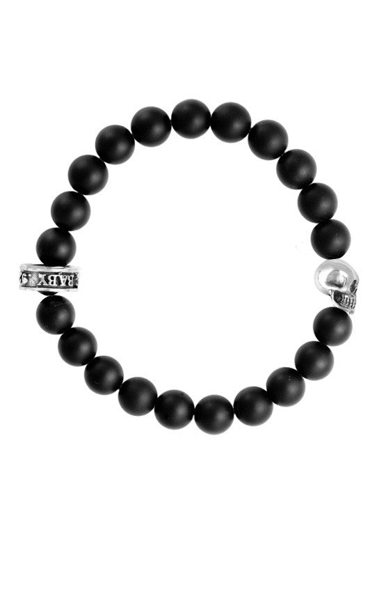 Onyx Bracelet with Skull Bead