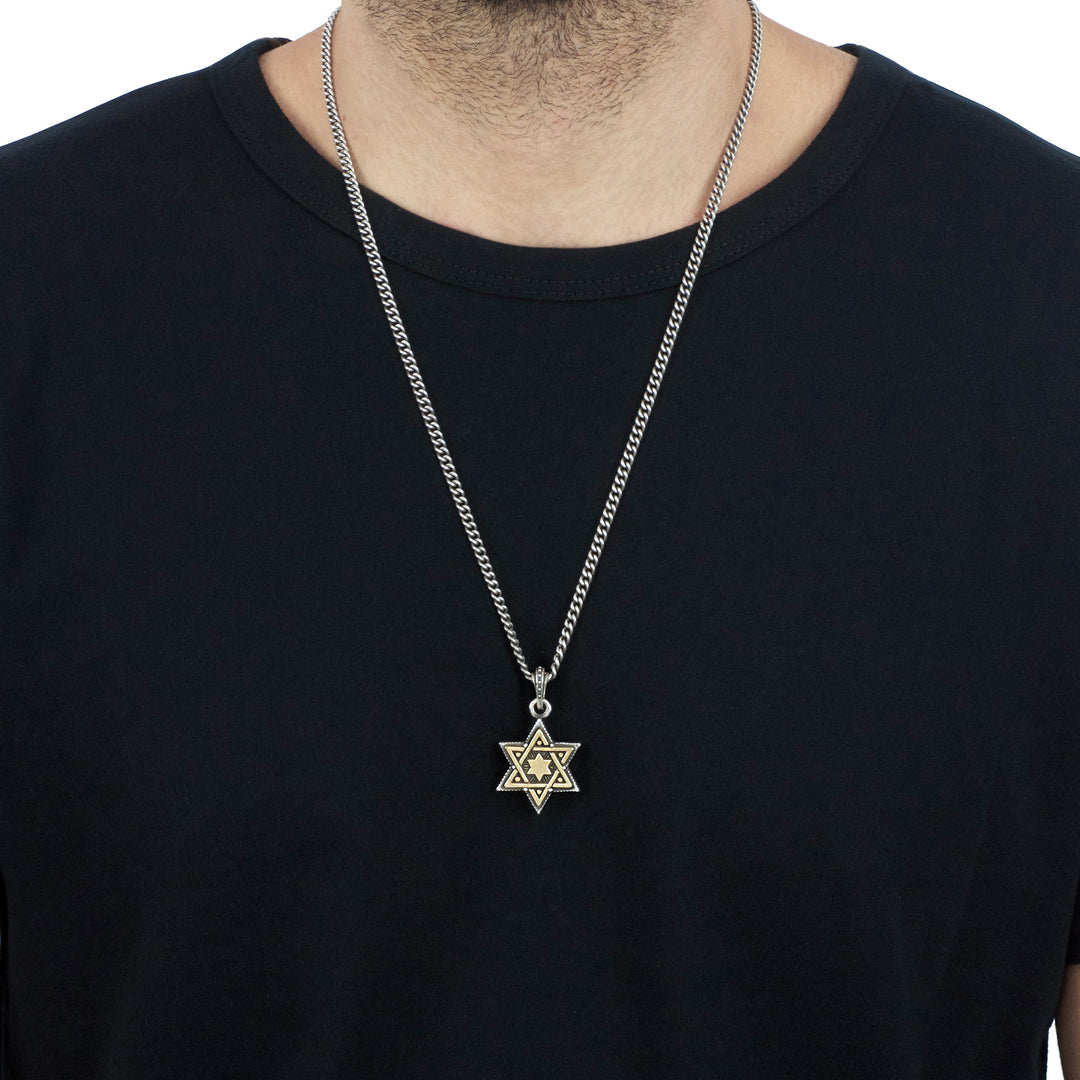 Large Alloy Star of David in Silver Frame Pendant