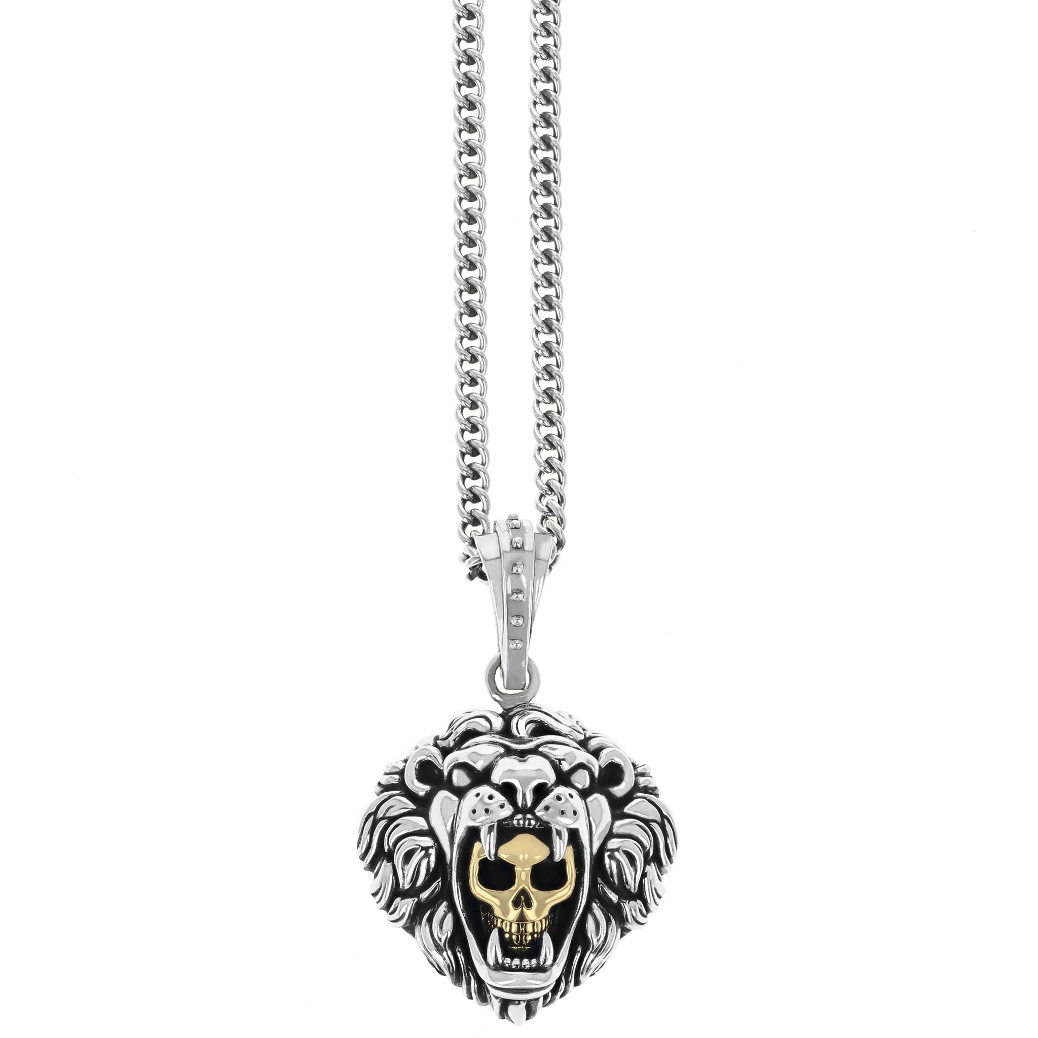 Lion Pendant w/ Gold Alloy Skull