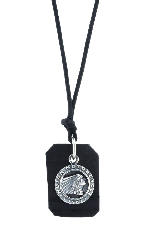 Indian Headdress Coin and Leather Tag Pendant