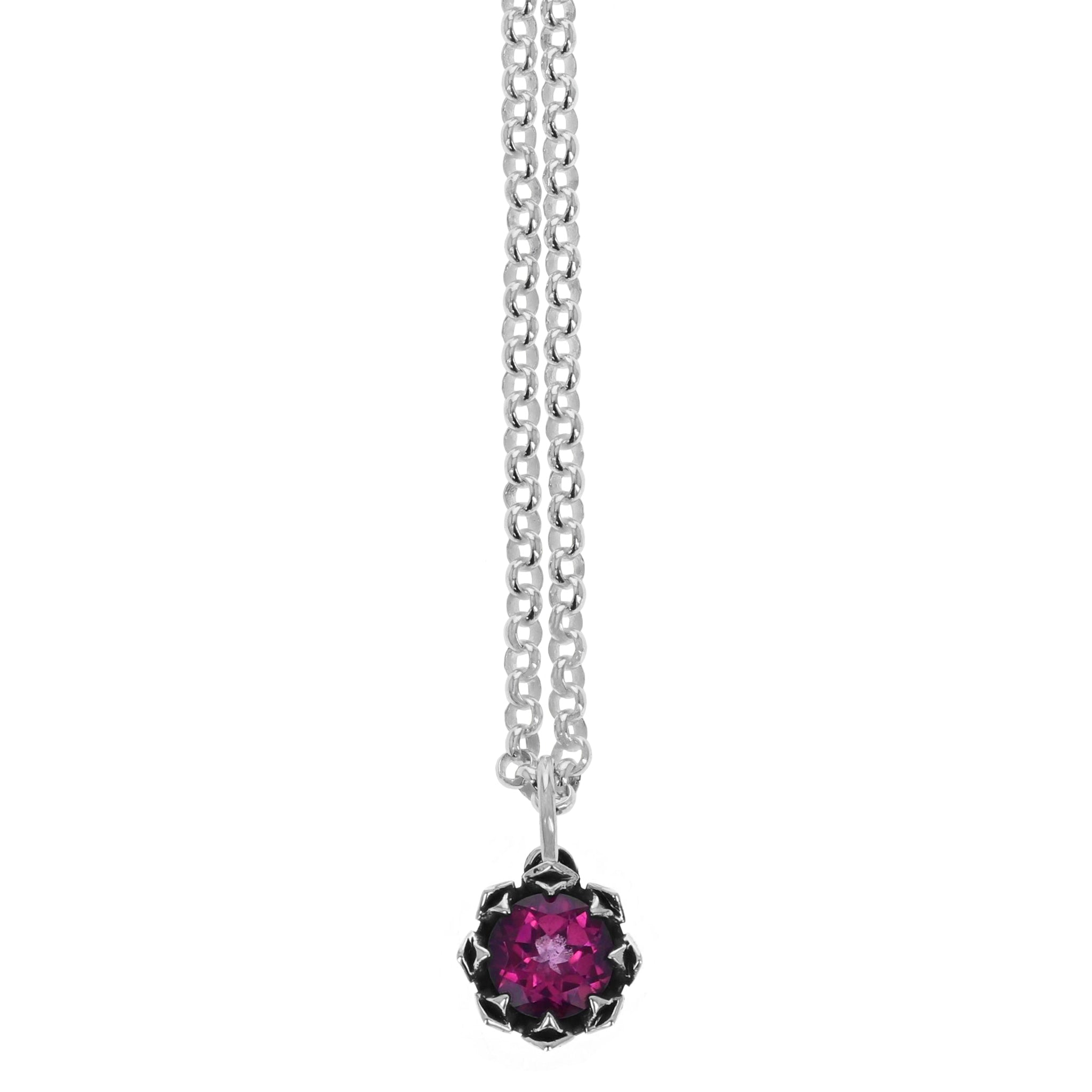 Crowned Pink Topaz Pendant w/ Micro Rolo Chain