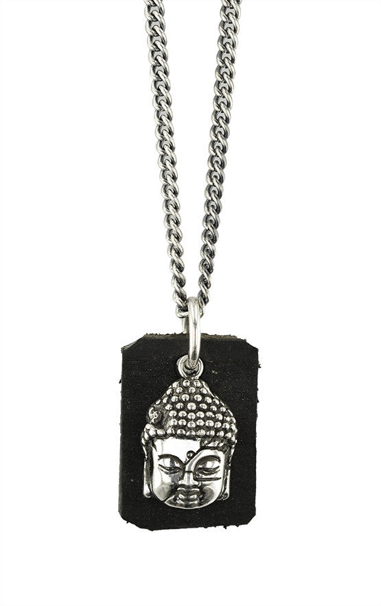 Meditating Buddha Pendant with Leather Tag