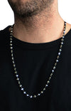 MB Cross and 4mm Onyx Bead Necklace