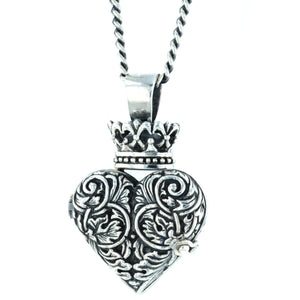 king baby engraved baroque heart locket