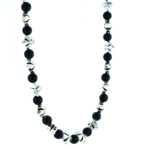 MB Cross and 4mm Onyx Bead Necklace – King Baby