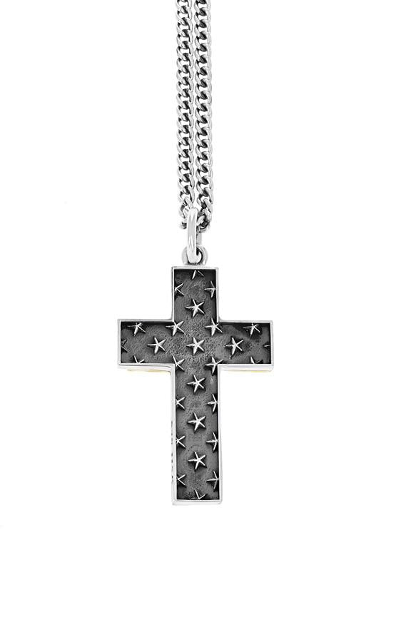 king baby cross pendant with gold alloy scroll accents