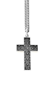 king baby cross pendant with gold alloy scroll accents