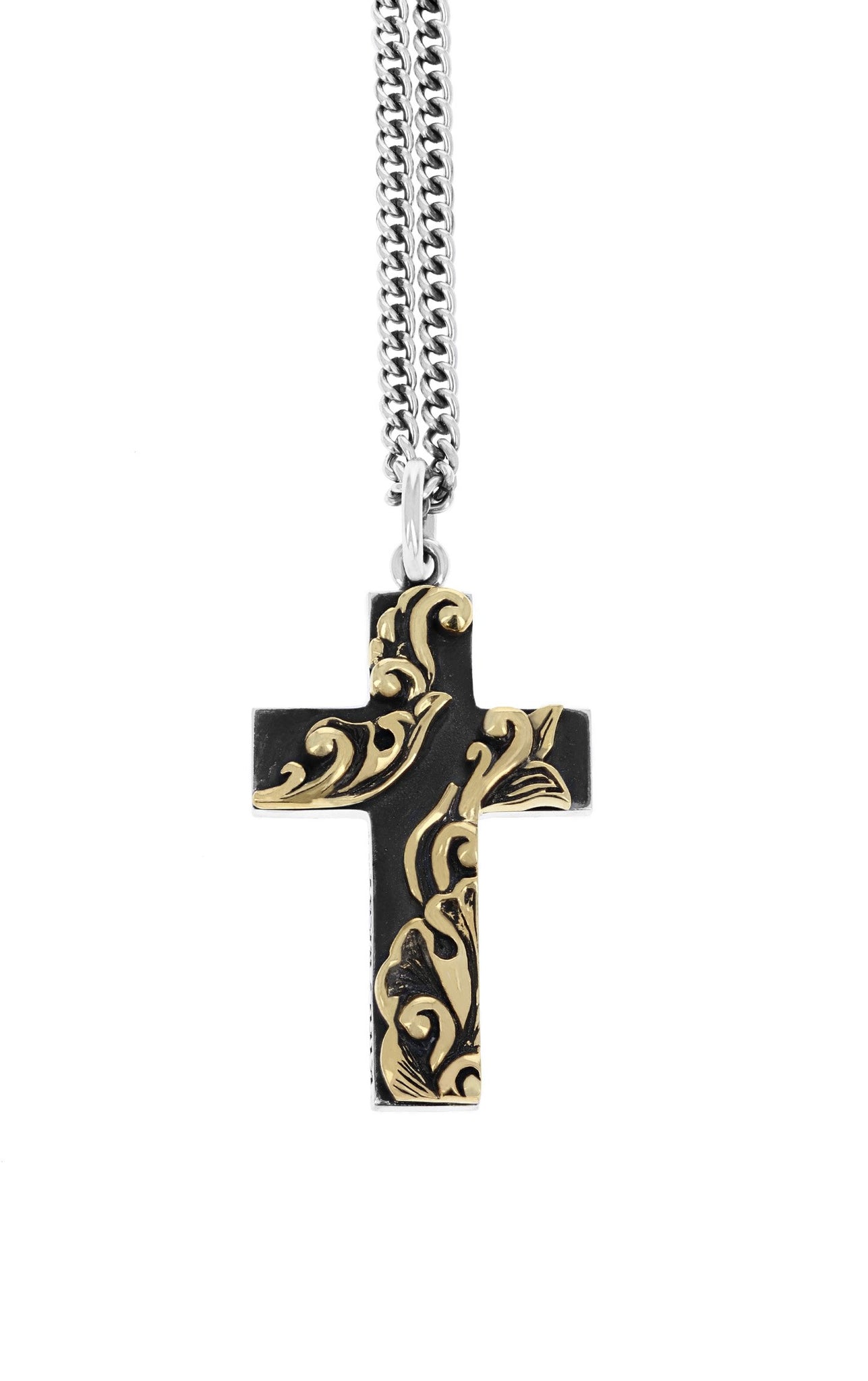 king baby cross with gold alloy scroll accents