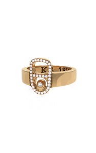 18K Gold Pop Top Ring with Pave Diamonds