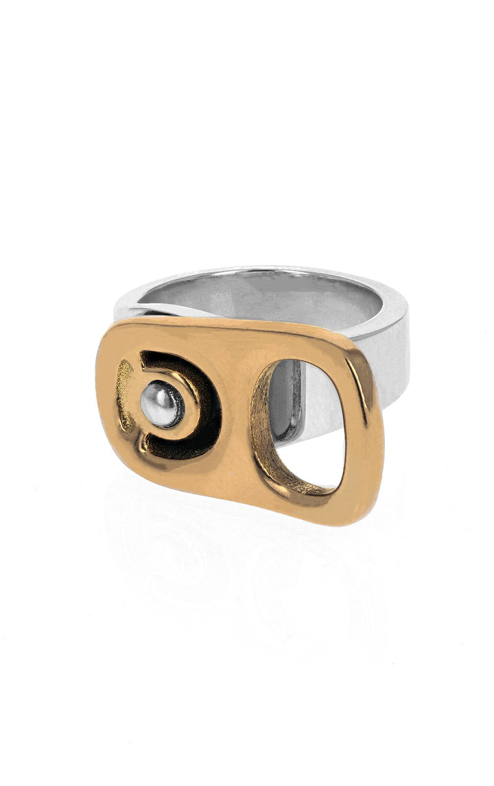 18k Gold Horizontal Pop Top Ring