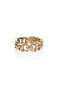 18k Gold Small Pop Top Infinity Band with Pave Diamonds