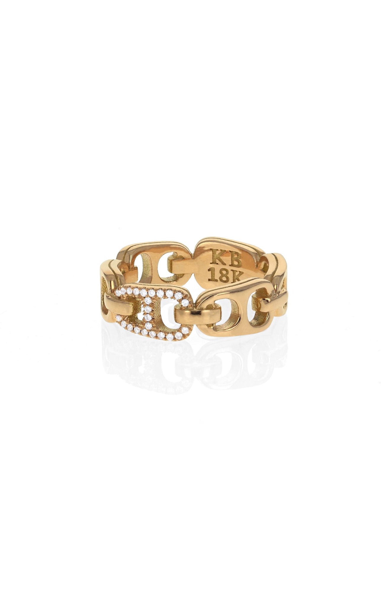 18k Gold Small Pop Top Infinity Band with Pave Diamond Accents
