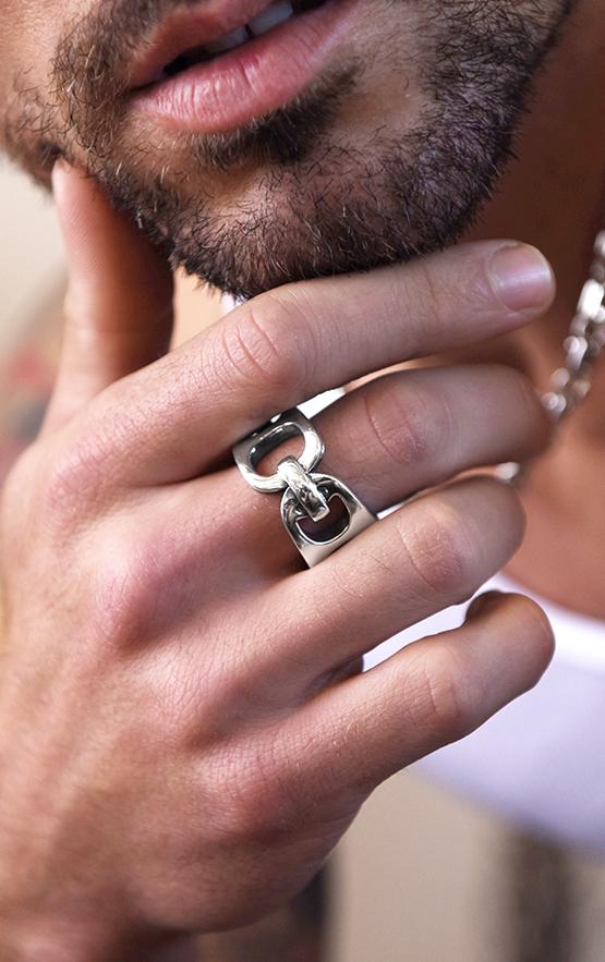 man wearing king baby sterling silver jewelry