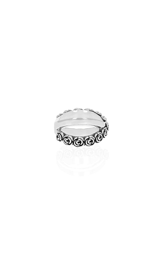 king baby rose x cross ring for women