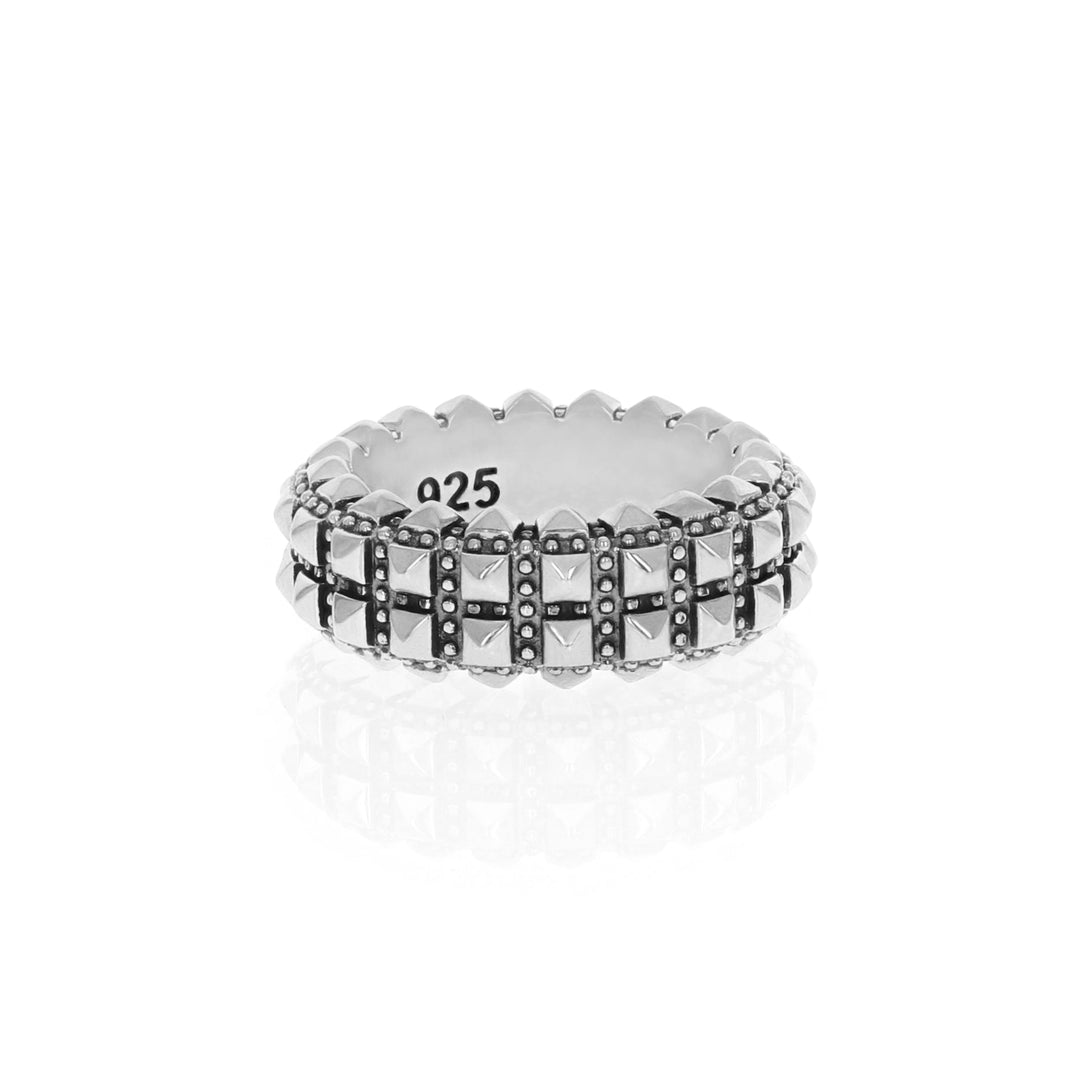 Two Row Pyramid Studded Band