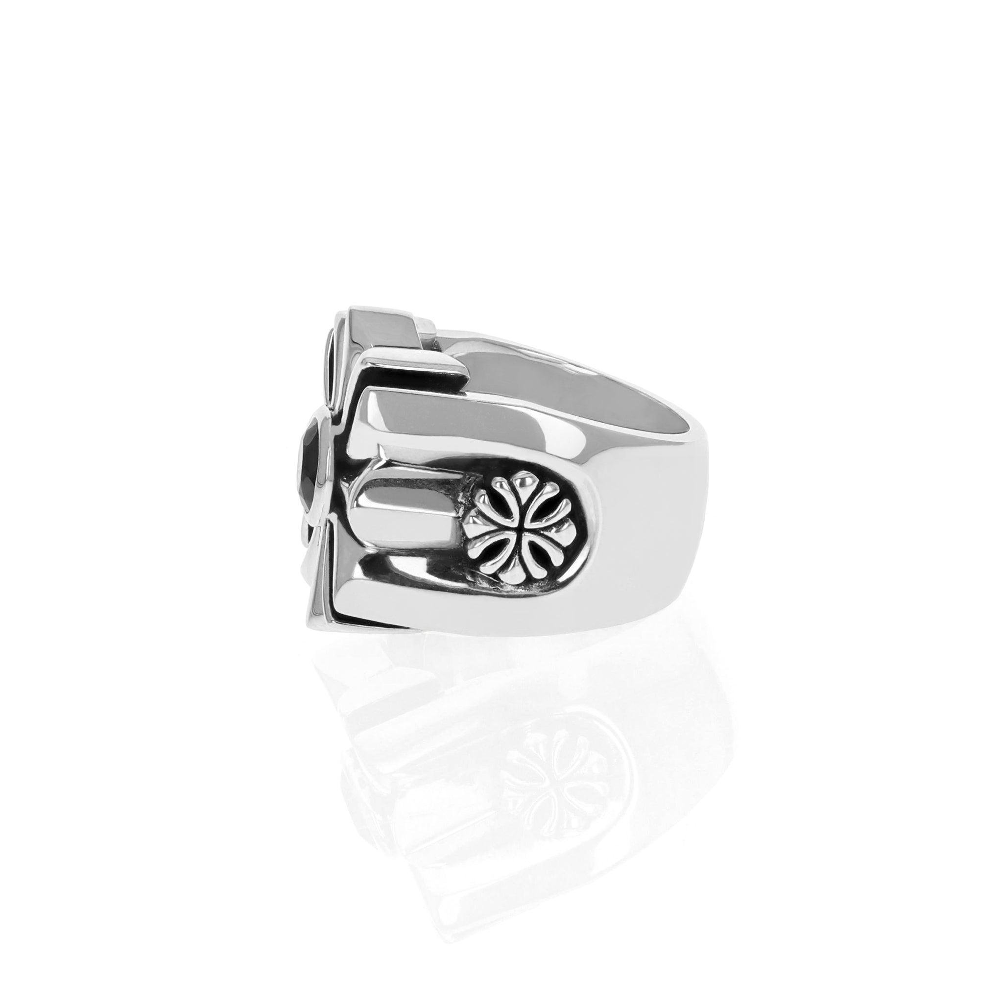 Gothic Cross Ring with Black Onyx Stone – King Baby