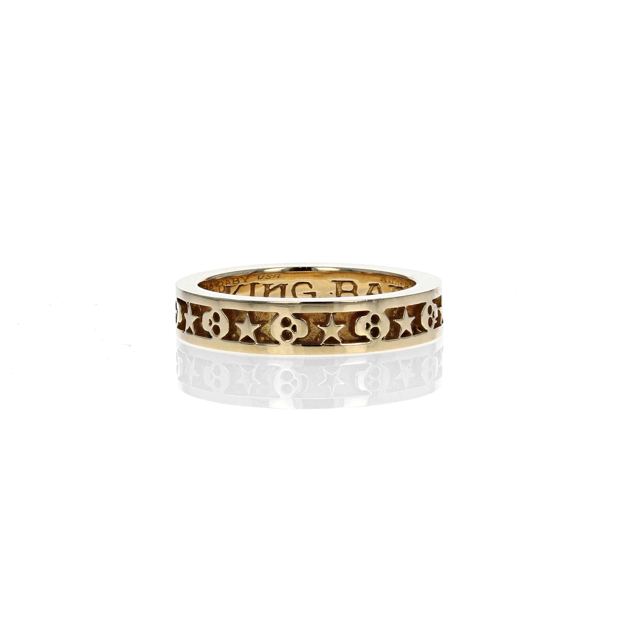 18K GOLD Stackable Skull and Star Ring
