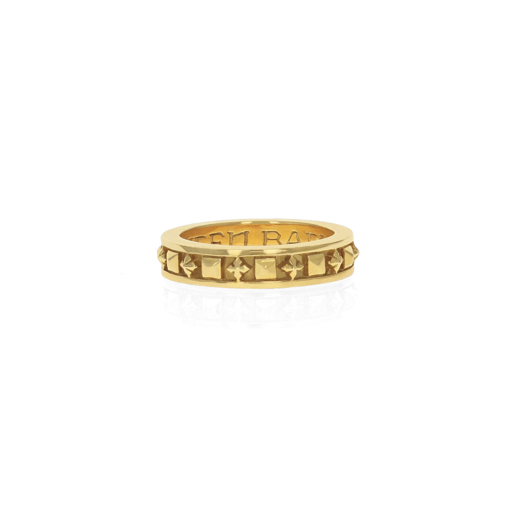 18K GOLD Stackable Studded Ring w/ MB Crosses