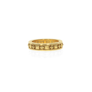 18K GOLD Stackable Studded Ring w/ MB Crosses