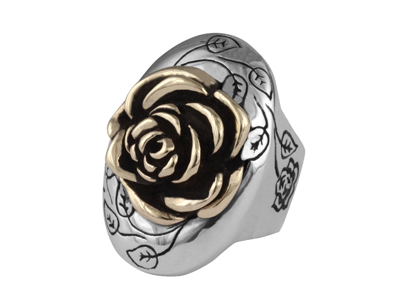 Alloy Rose Ring with Silver Frame