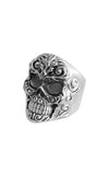 Floral Scroll Relief Skull Ring