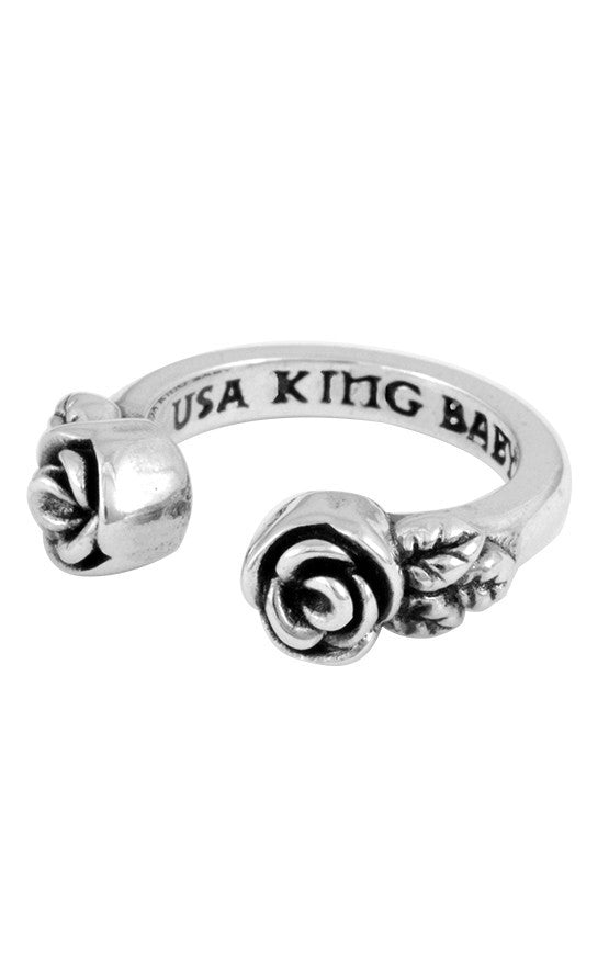 king baby open ring with roses