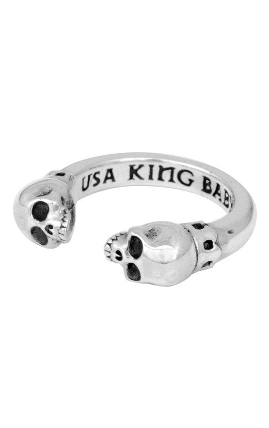 king baby open ring with skulls