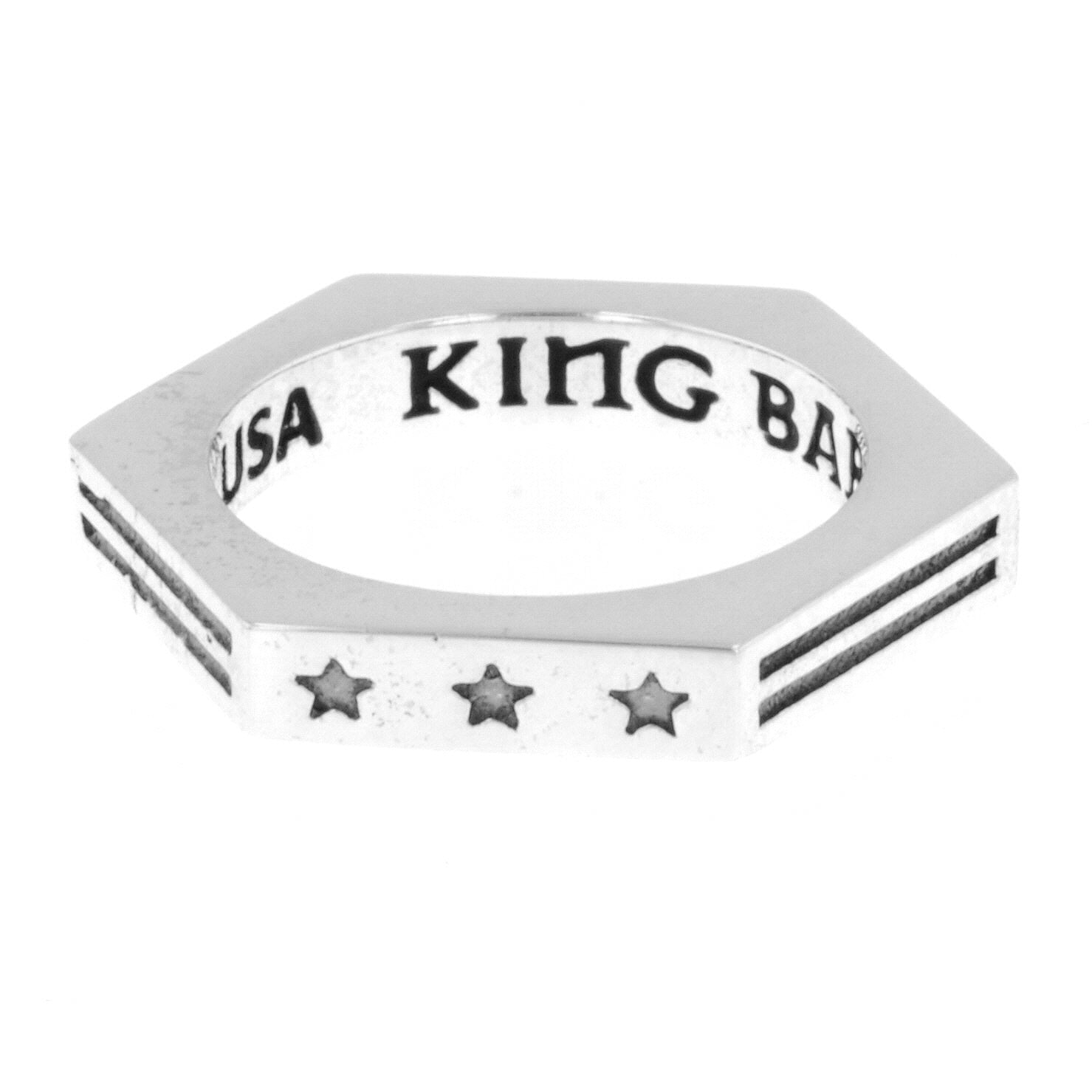 Hexagon Stackable Ring with Stars and Stripes