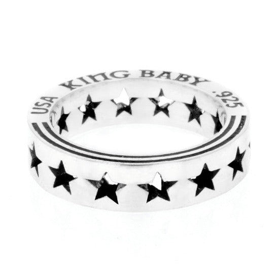 king baby silver pierced star ring