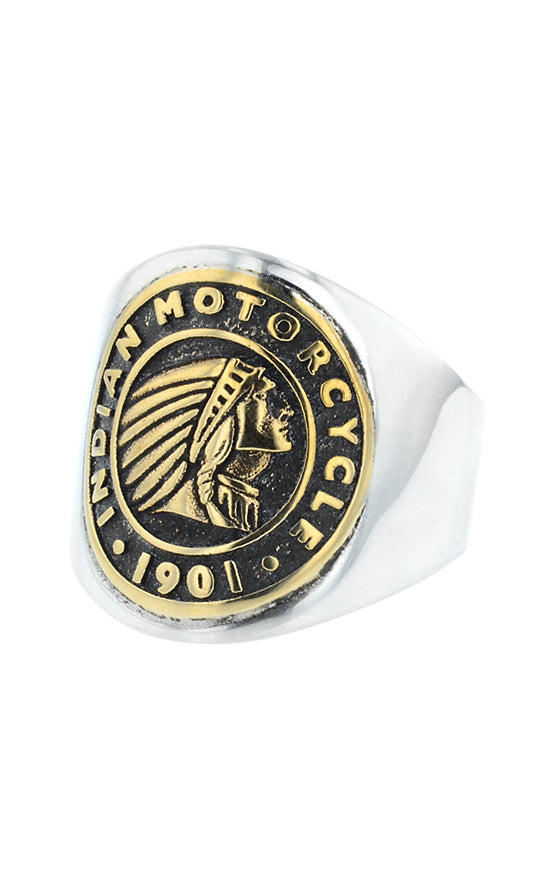 Indian Headdress Two Tone Brass and Silver Coin Ring