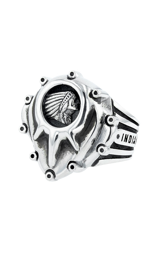 Indian Studded Motor Cover Ring with Headdress Logo