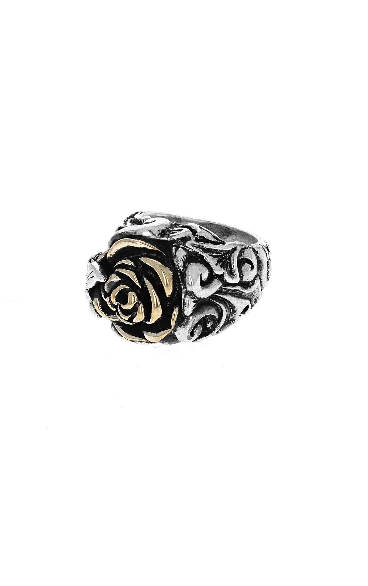 king baby rose scroll ring with gold alloy