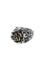 king baby rose scroll ring with gold alloy