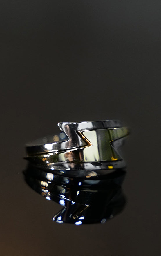 Large Slumerican Gold Lightning Bolt Ring