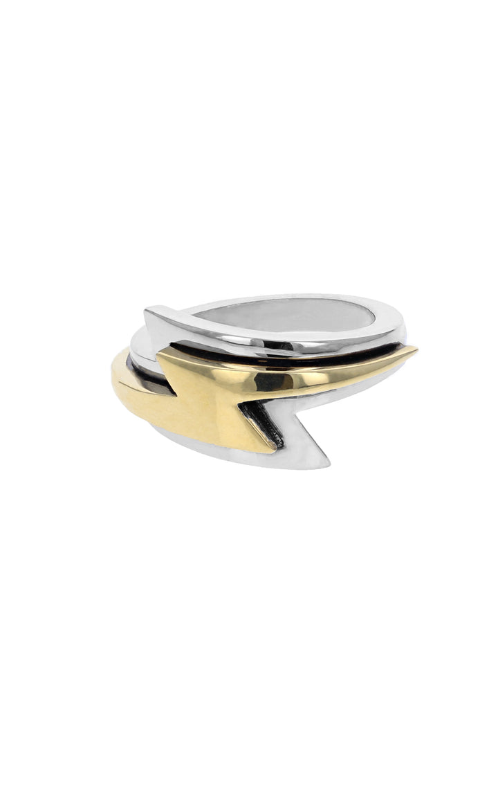 Large Slumerican Gold Lightning Bolt Ring