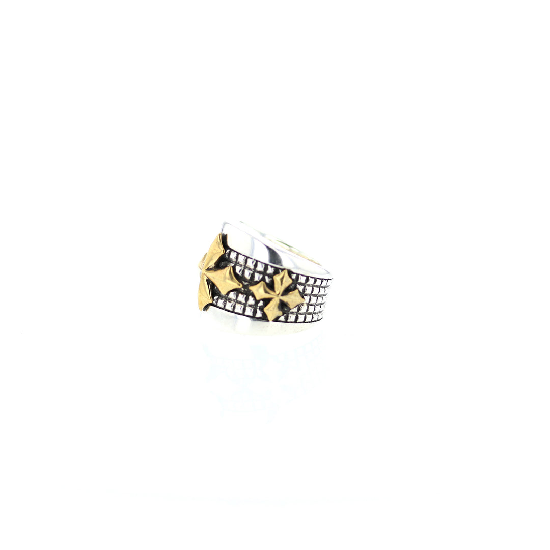 silver and gold king baby ring