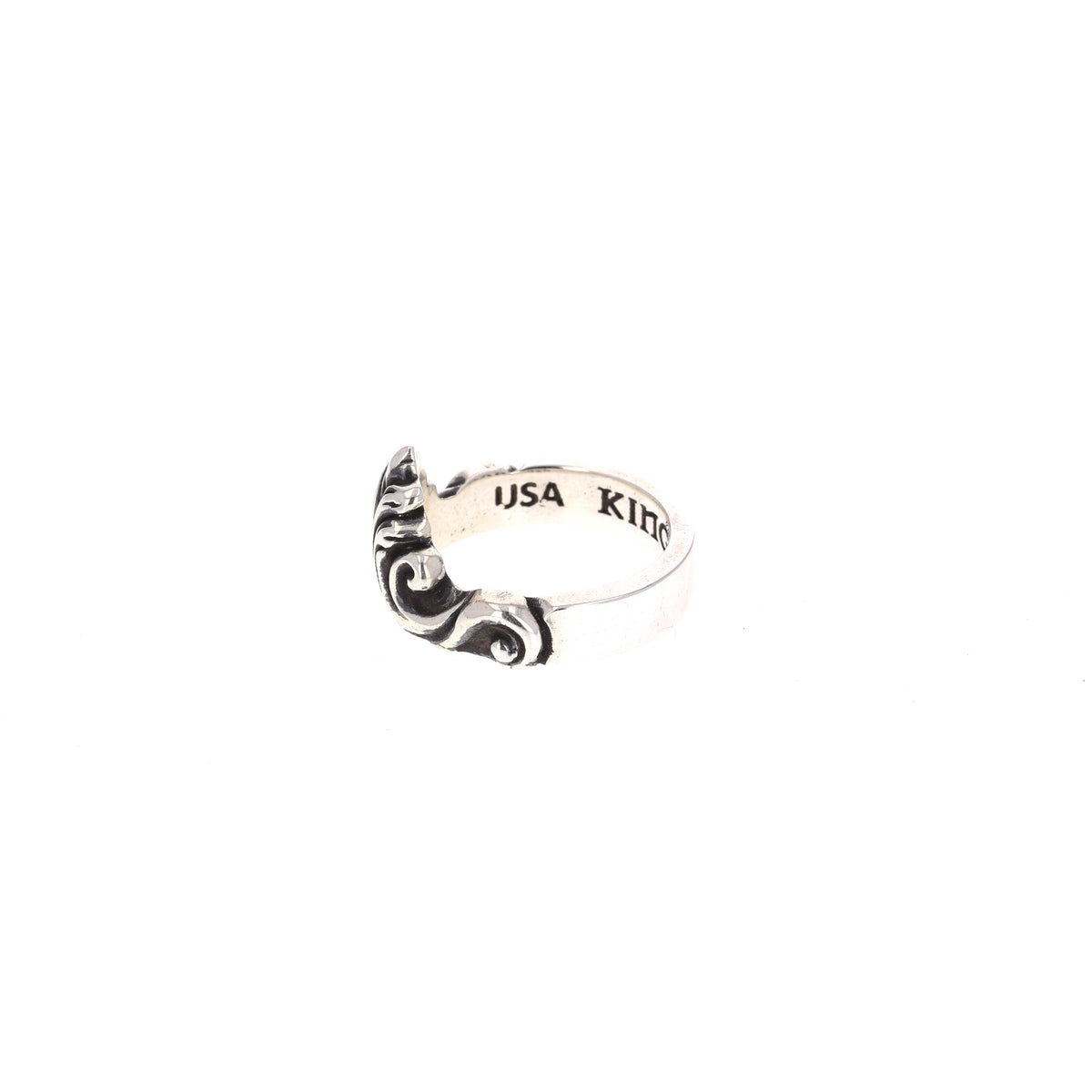 Sterling Silver Peaked Scroll Ring – King Baby