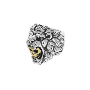 Lion Ring w/ Gold Alloy Skull