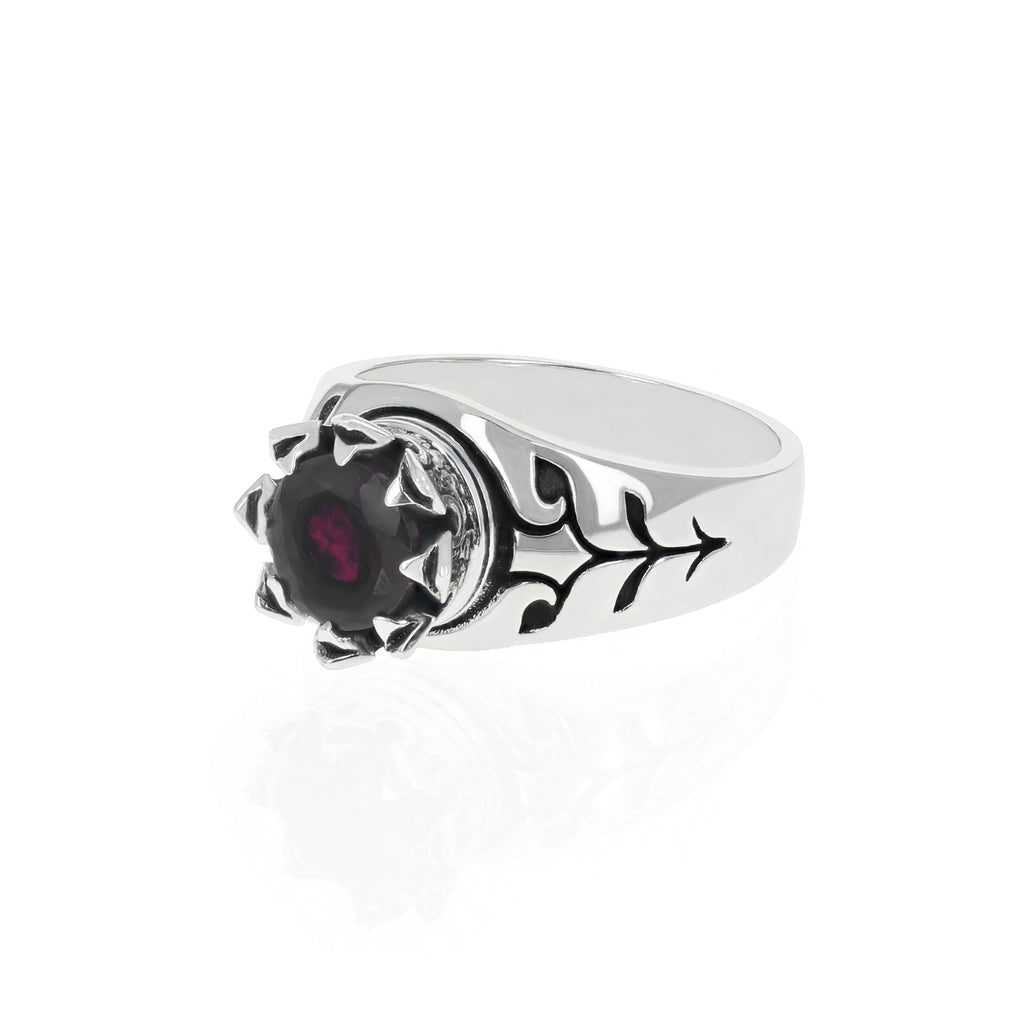 Crowned Garnet Ring