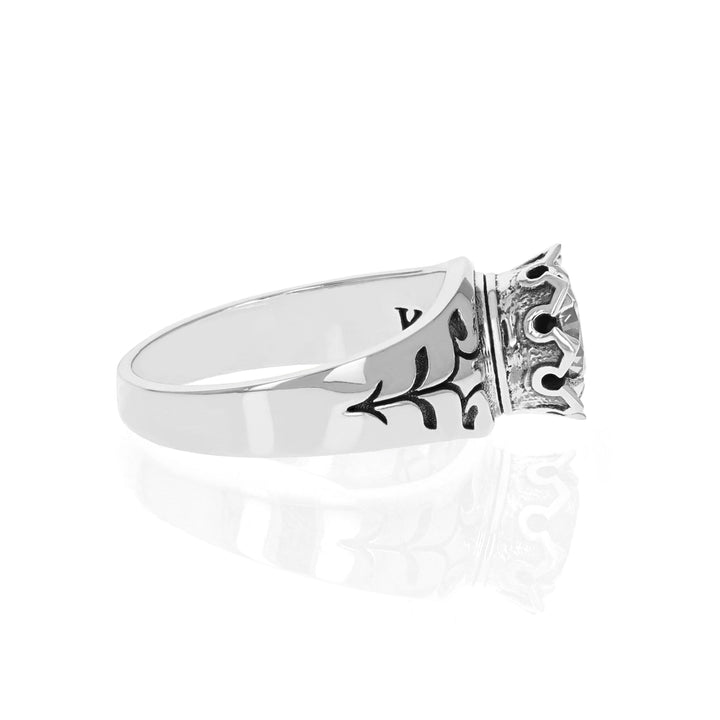 Crowned White CZ Ring