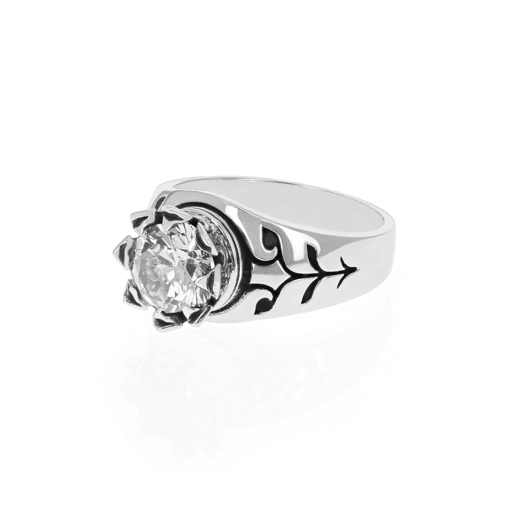 Crowned White CZ Ring