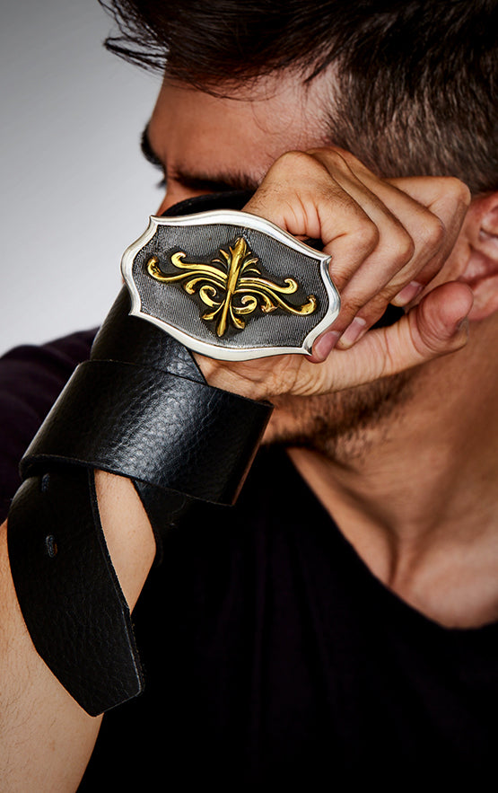 king baby scroll shield belt buckle